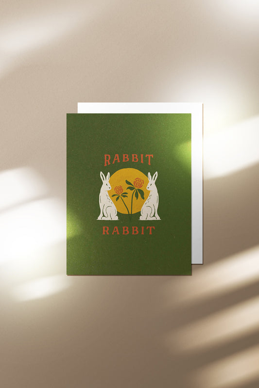 Rabbit Rabbit Clovers Greeting Card